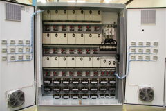 24 Toshiba VFD mounted into a NEMA 12 Enclosure. Main Disconnected, Input Reactors and Output Filters